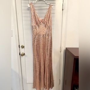 Prom dress size 14 sequin Rose gold color with corset back